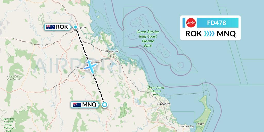 FD478 Thai AirAsia Flight Map: Rockhampton to Australia