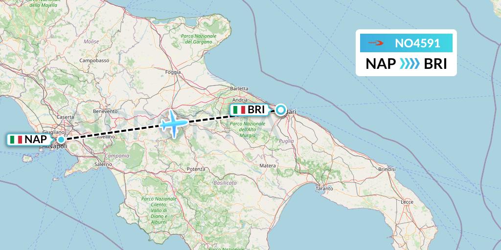 NO4591 Neos Flight Map: Naples to Bari