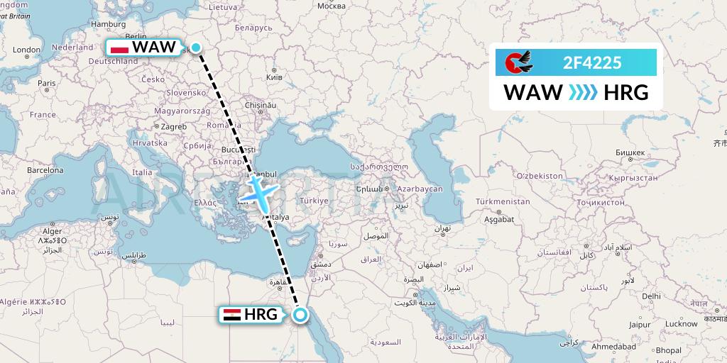 2F4225 twoFlex Taxi Aereo Flight Map: Warsaw to Hurghada