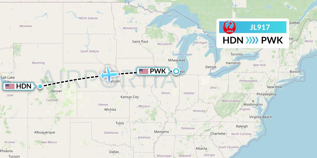 JL917 Japan Airlines Flight Map: Hayden to Chicago
