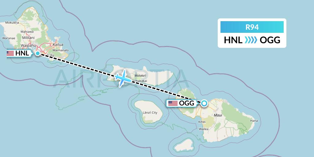 R94 Roblex Aviation Flight Map: Honolulu to Kahului
