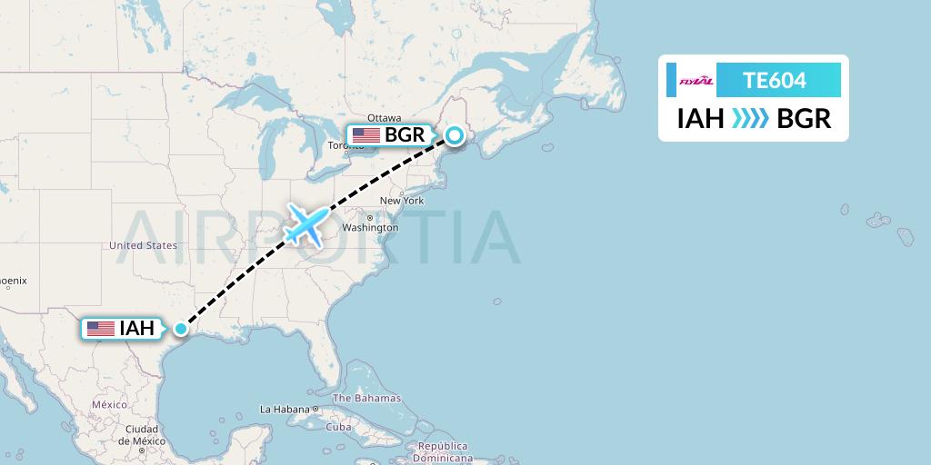 TE604 Skytaxi Flight Map: Houston to Bangor