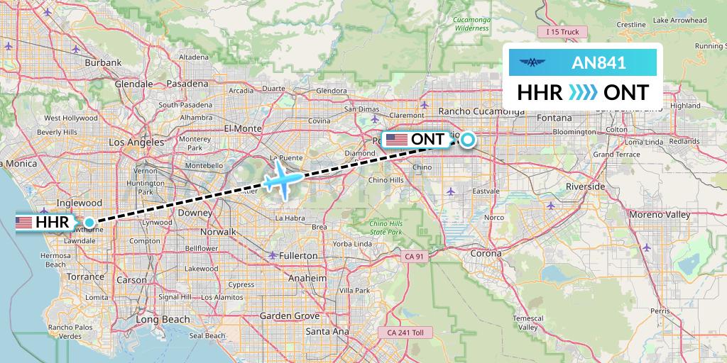 AN841 Advanced Air Flight Map: Hawthorne to Ontario