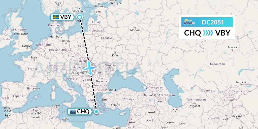 DC2051 Braathens Regional Flight Map: Chania to Visby