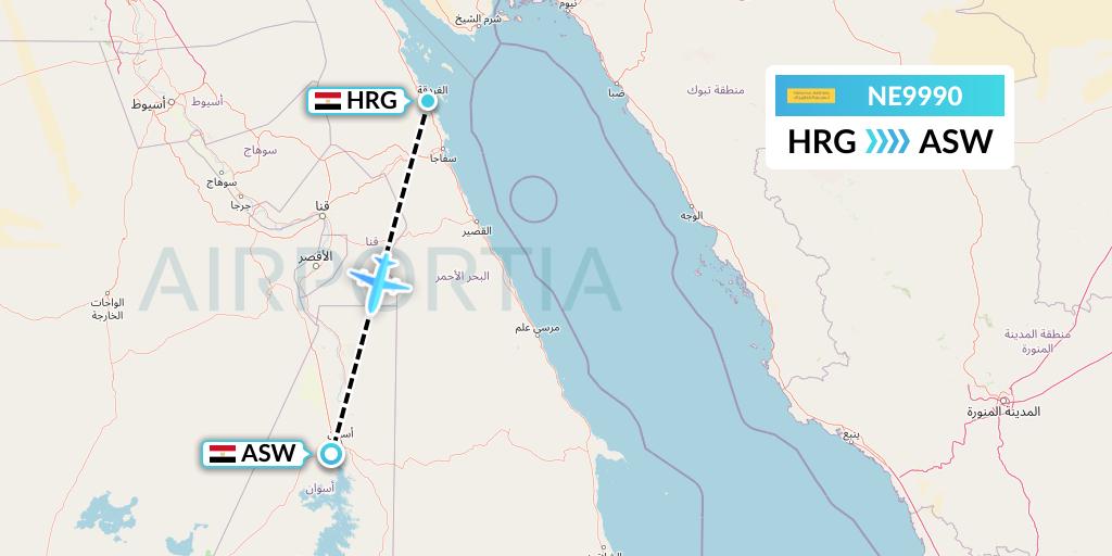 NE9990 Nesma Airlines Flight Map: Hurghada to Aswan