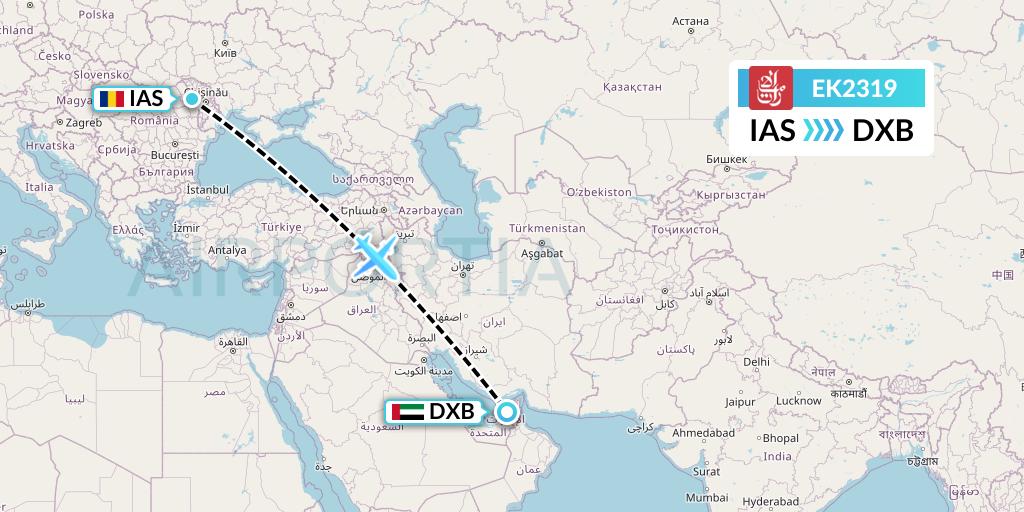 EK2319 Emirates Flight Map: Iasi to Dubai