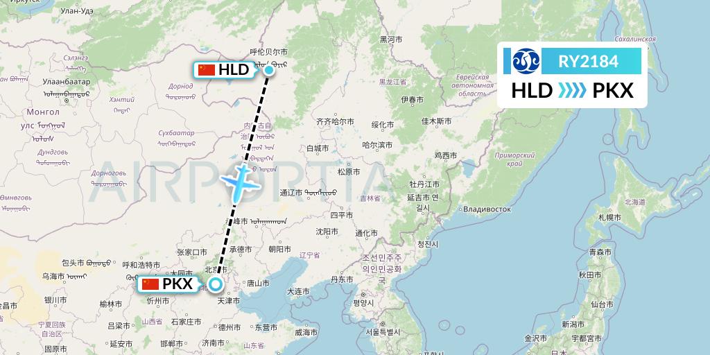 RY2184 Jiangxi Air Flight Map: Hailar to Beijing