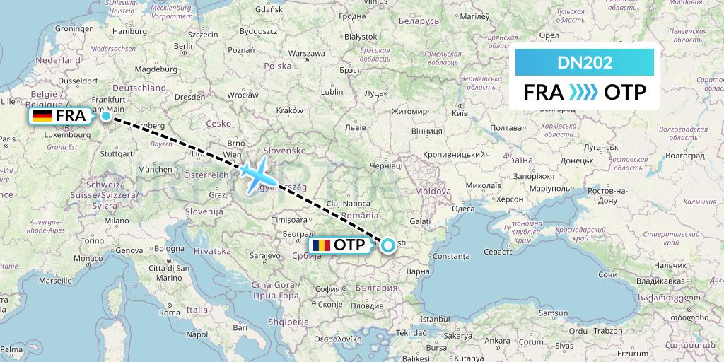 DN202 Aerodespachos de El Salvador Flight Map: Frankfurt to Bucharest