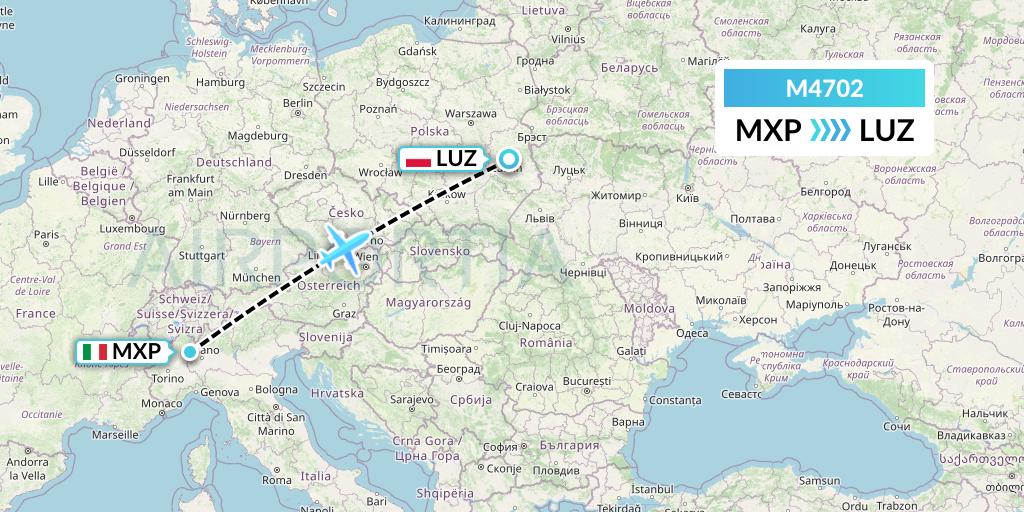 M4702 Mistral Air Flight Map: Milan to Lublin