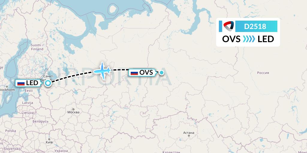 D2518 Severstal Aircompany Flight Map: Sovetsky to St. Petersburg