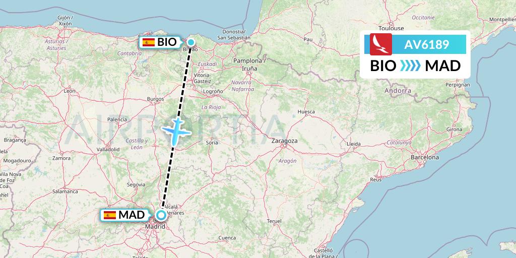 AV6189 Avianca Flight Map: Bilbao to Madrid