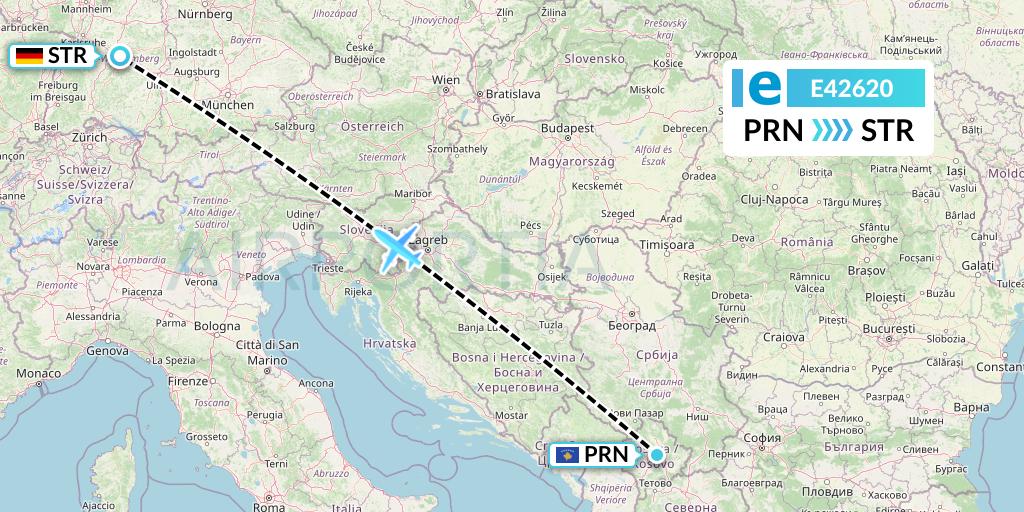 E42620 Estelar Latinoamerica C.A. Flight Map: Pristina to Stuttgart
