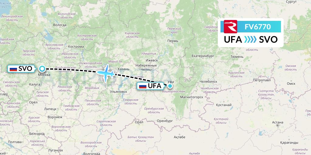 FV6770 Rossiya Flight Map: Ufa to Moscow