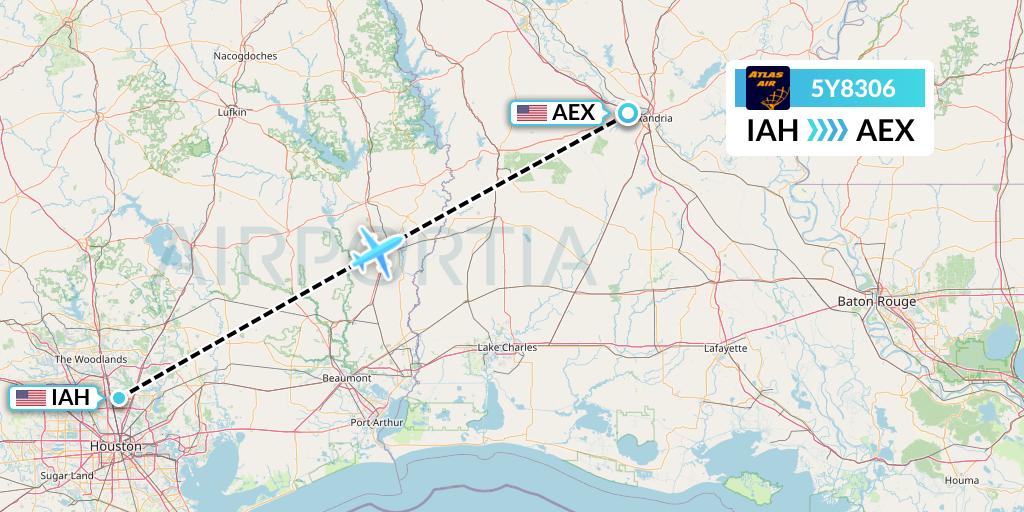 5Y8306 Atlas Air Flight Map: Houston to Alexandria