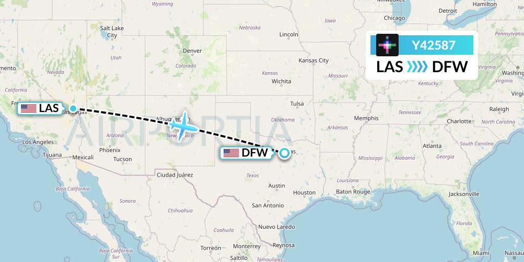 Y42587 Volaris Flight Map: Las Vegas to Dallas