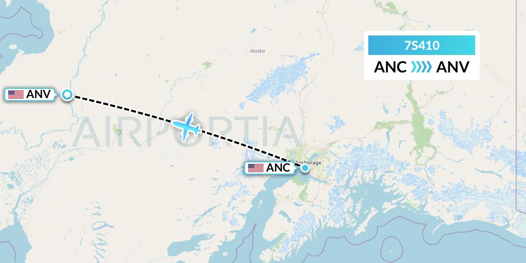 7S410 Ryan Air (USA) Flight Map: Anchorage to Anvik