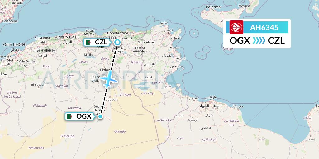 AH6345 Air Algerie Flight Map: Ouargla to Constantine
