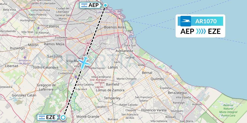 AR1070 Aerolineas Argentinas Flight Map: Buenos Aires to Buenos Aires
