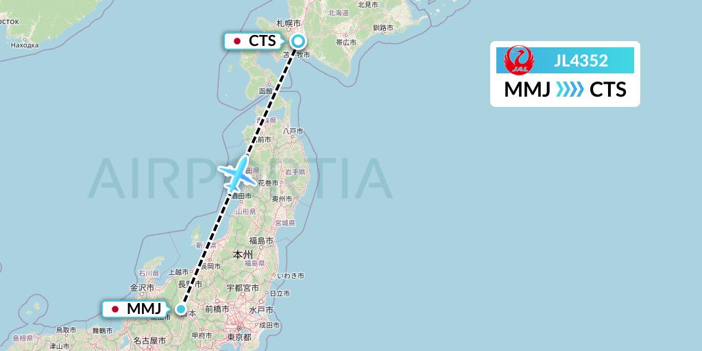 JL4352 Japan Airlines Flight Map: Matsumoto to Sapporo