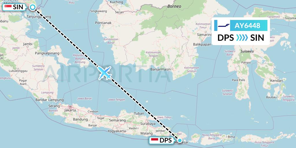 AY6448 Finnair Flight Map: Denpasar to Singapore