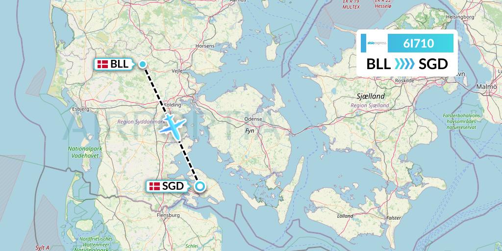 6I710 Air Alsie Flight Map: Billund to Sonderborg