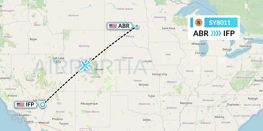 SY8011 Sun Country Airlines Flight Map: Aberdeen to Bullhead City
