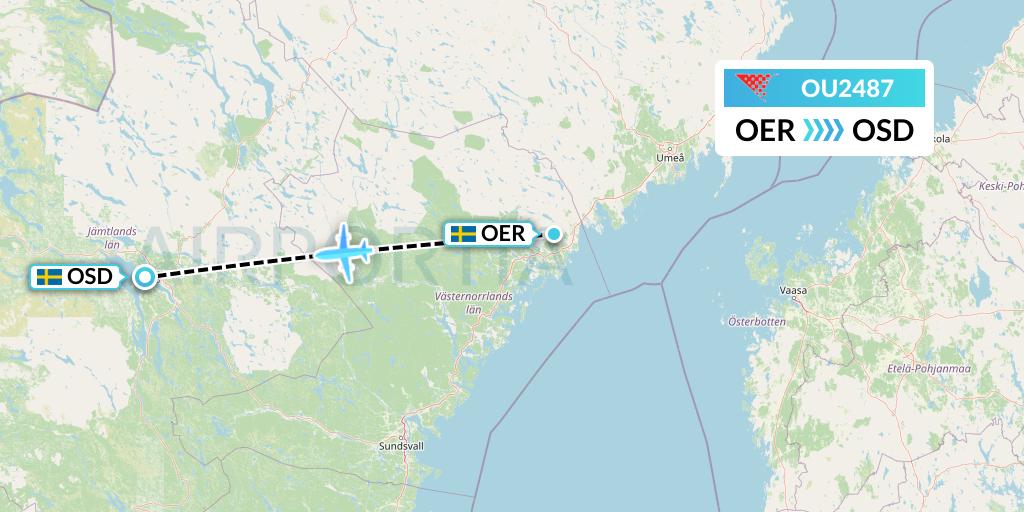 OU2487 Croatia Airlines Flight Map: Ornskoldsvik to Ostersund