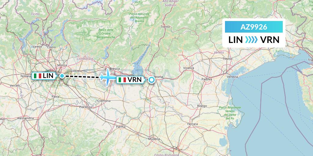 AZ9926 ITA Airways Flight Map: Milan to Verona