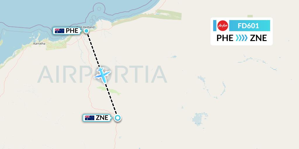 FD601 Thai AirAsia Flight Map: Port Hedland to Newman
