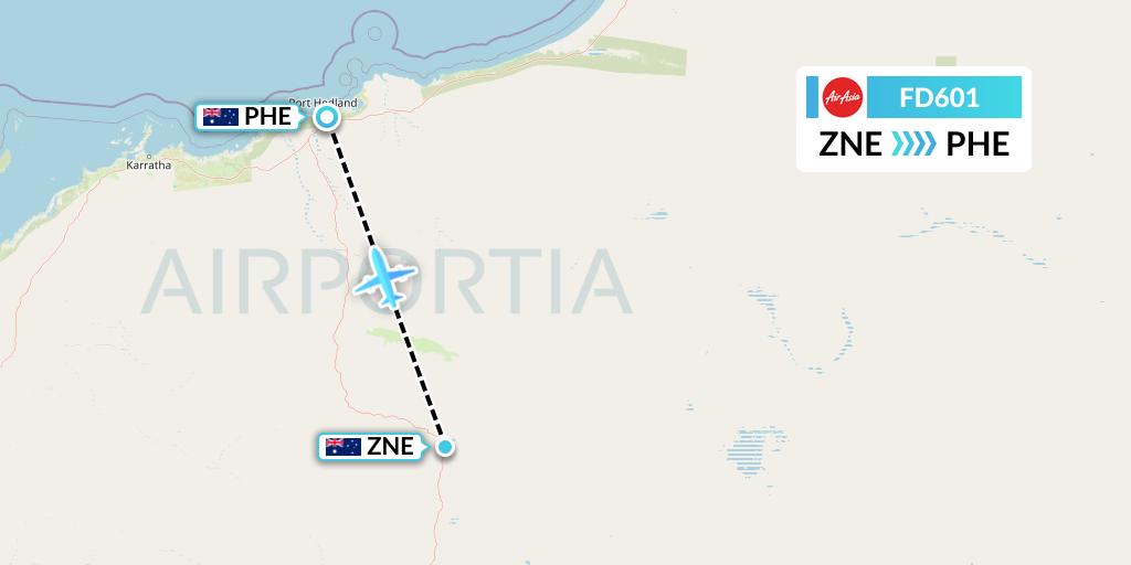 FD601 Thai AirAsia Flight Map: Newman to Port Hedland