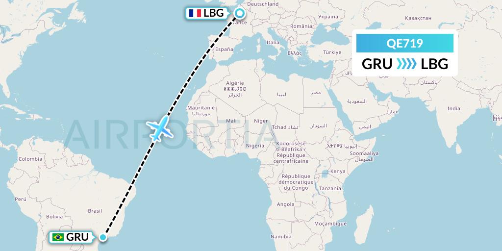 QE719 Air Moorea Flight Map: Sao Paulo to Paris