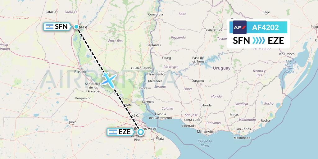 AF4202 Air France Flight Map: Santa Fe to Buenos Aires