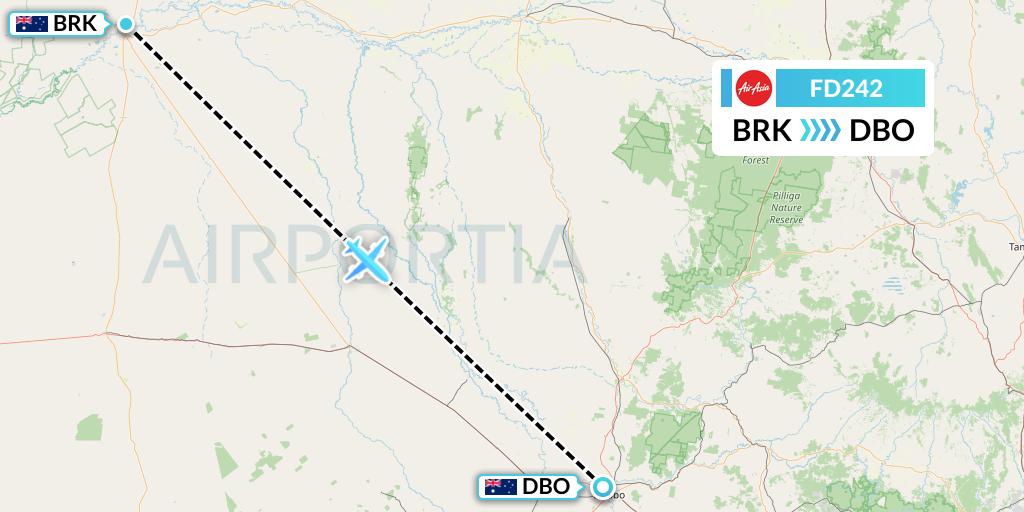 FD242 Thai AirAsia Flight Map: Australia to Dubbo