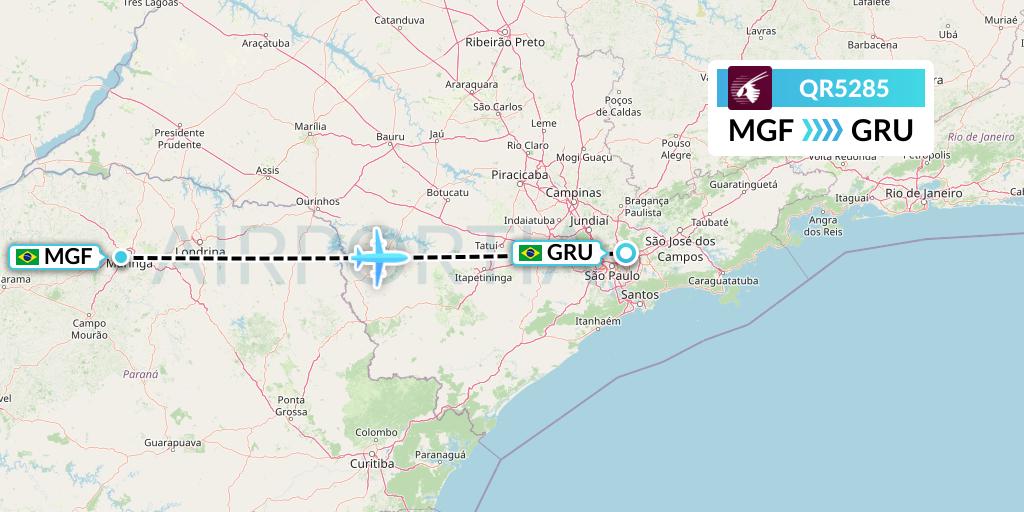 QR5285 Qatar Airways Flight Map: Maringa to Sao Paulo