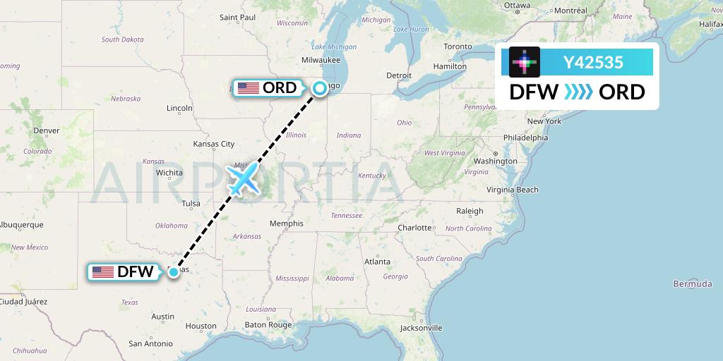 Y42535 Volaris Flight Map: Dallas to Chicago