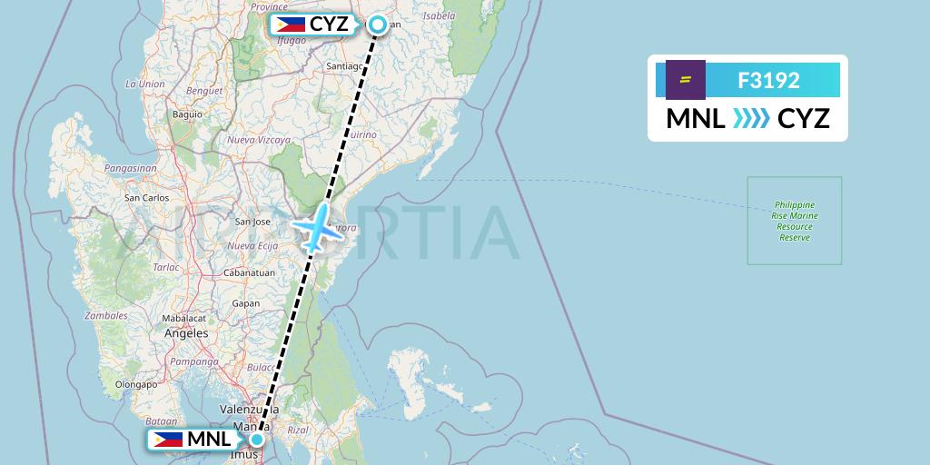 F3192 flydeal Flight Map: Manila to Cauayan City