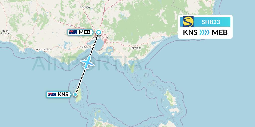 SH823 Sharp Airlines Flight Map: King Island to Essendon