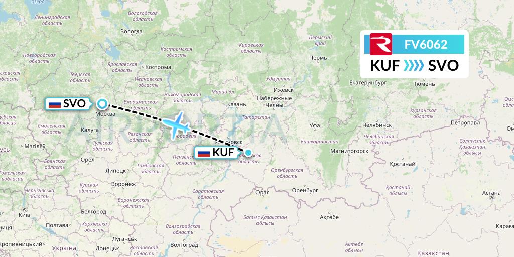 FV6062 Rossiya Flight Map: Samara to Moscow