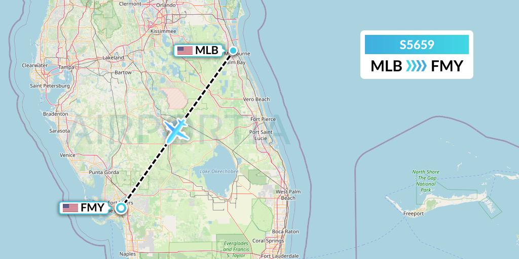 S5659 Star Air Flight Map: Melbourne to Fort Myers
