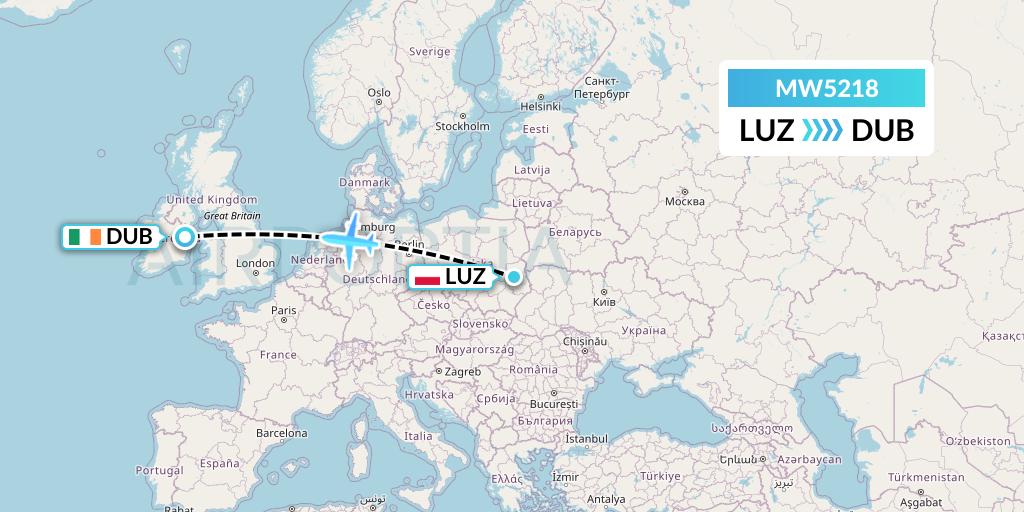 MW5218 Mokulele Flight Service Flight Map: Lublin to Dublin