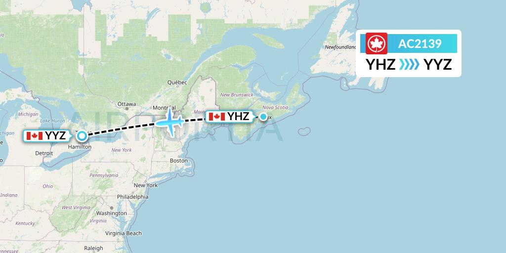 AC2139 Air Canada Flight Map: Halifax to Toronto