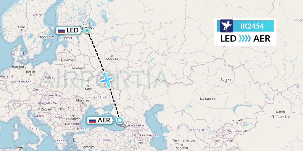 IK2454 Air Kiribati Flight Map: St. Petersburg to Sochi
