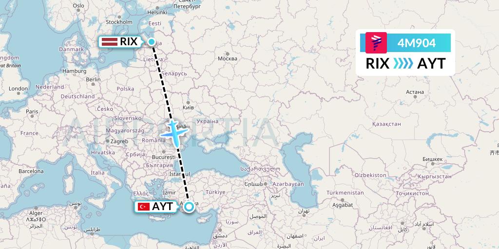 4M904 LATAM Airlines Argentina Flight Map: Riga to Antalya