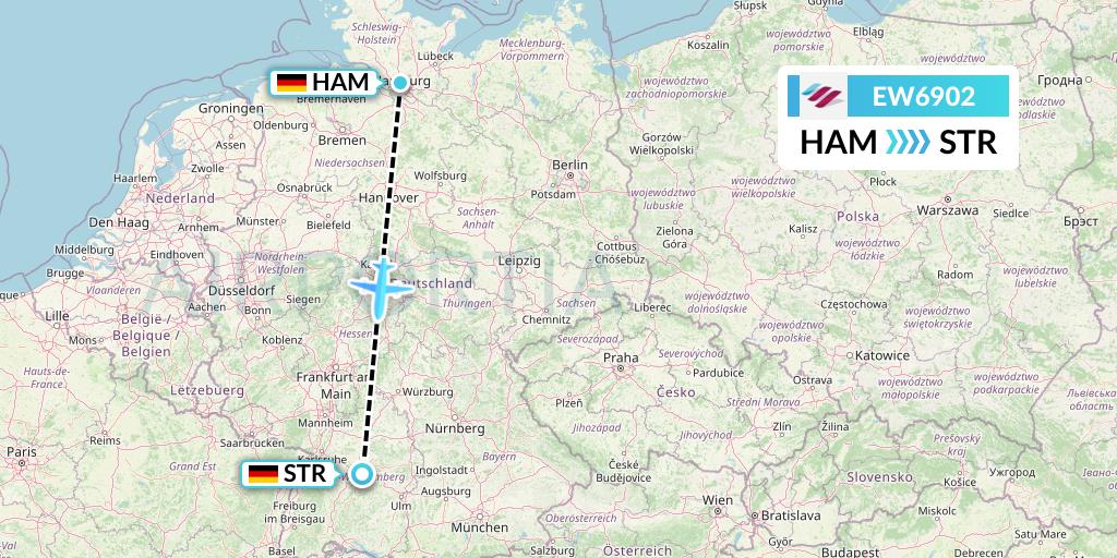 EW6902 Eurowings Flight Map: Hamburg to Stuttgart