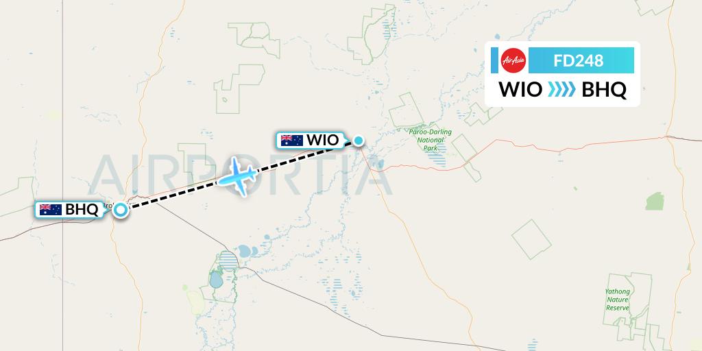 FD248 Thai AirAsia Flight Map: Australia to Broken Hill