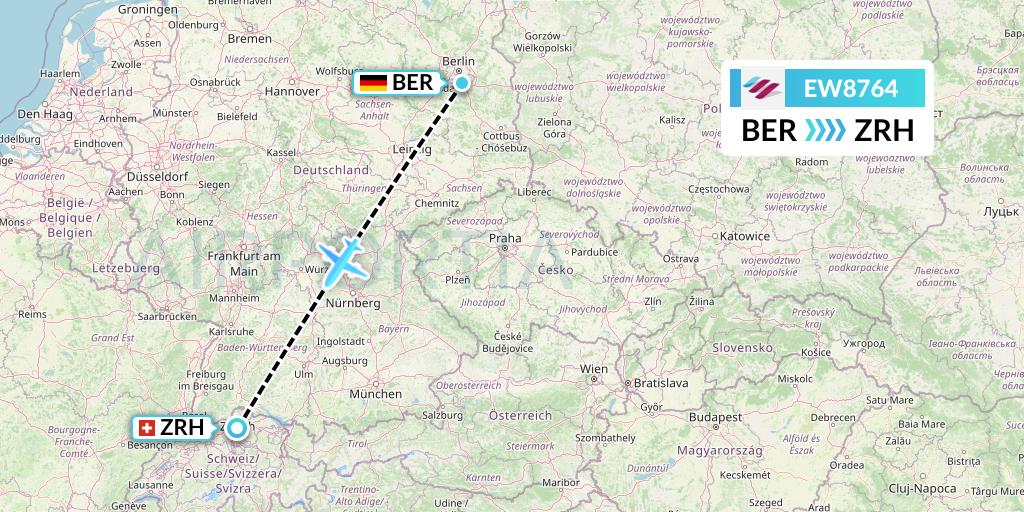 EW8764 Eurowings Flight Map: Berlin to Zurich