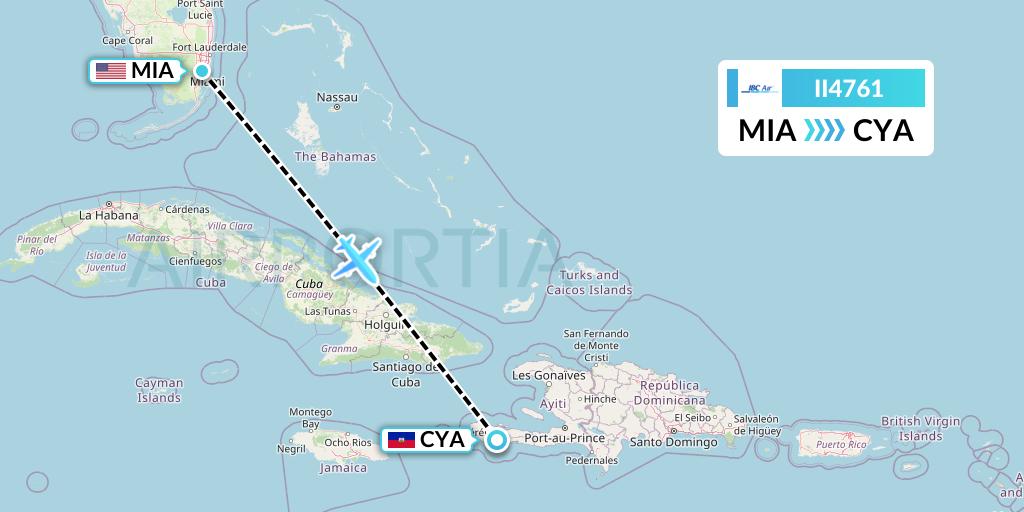 II4761 IBC Airways Flight Map: Miami to Les Cayes
