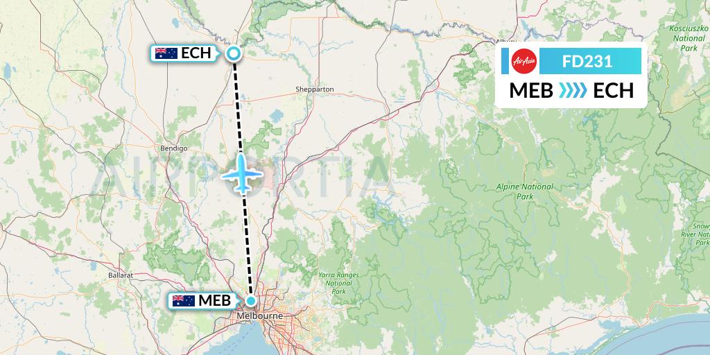 FD231 Thai AirAsia Flight Map: Essendon to Echuca