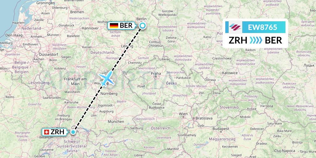 EW8765 Eurowings Flight Map: Zurich to Berlin