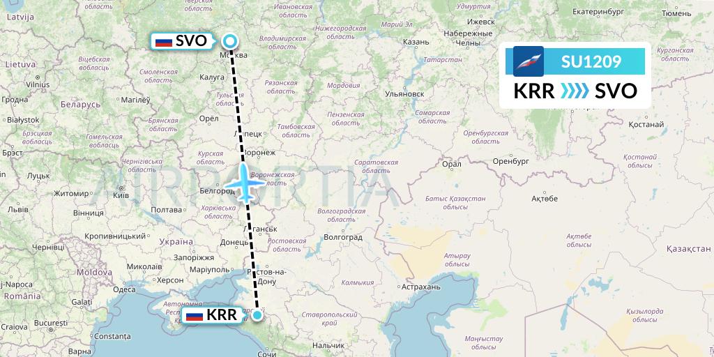 SU1209 Aeroflot Flight Map: Krasnodar to Moscow